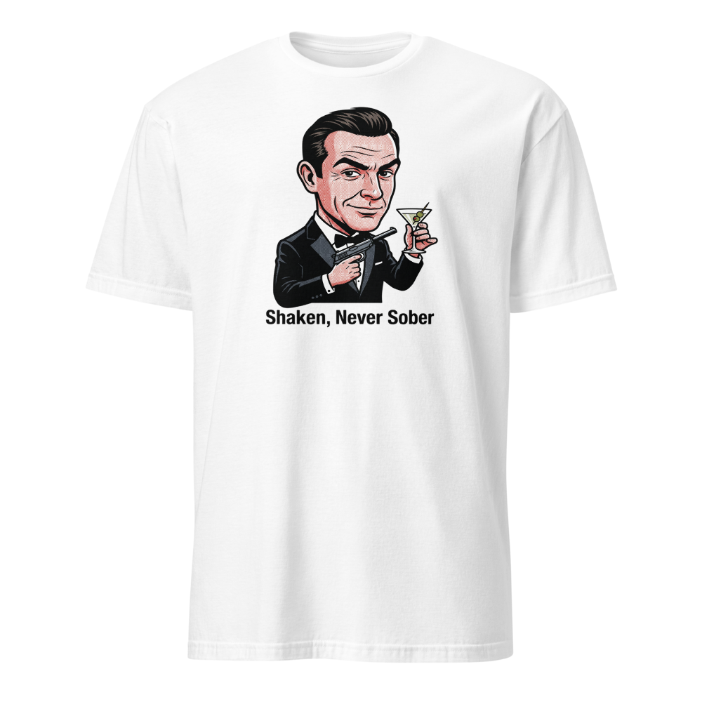 Pop Art Super Spy Martini Tuxedo Tee — Classic Tee — white front view