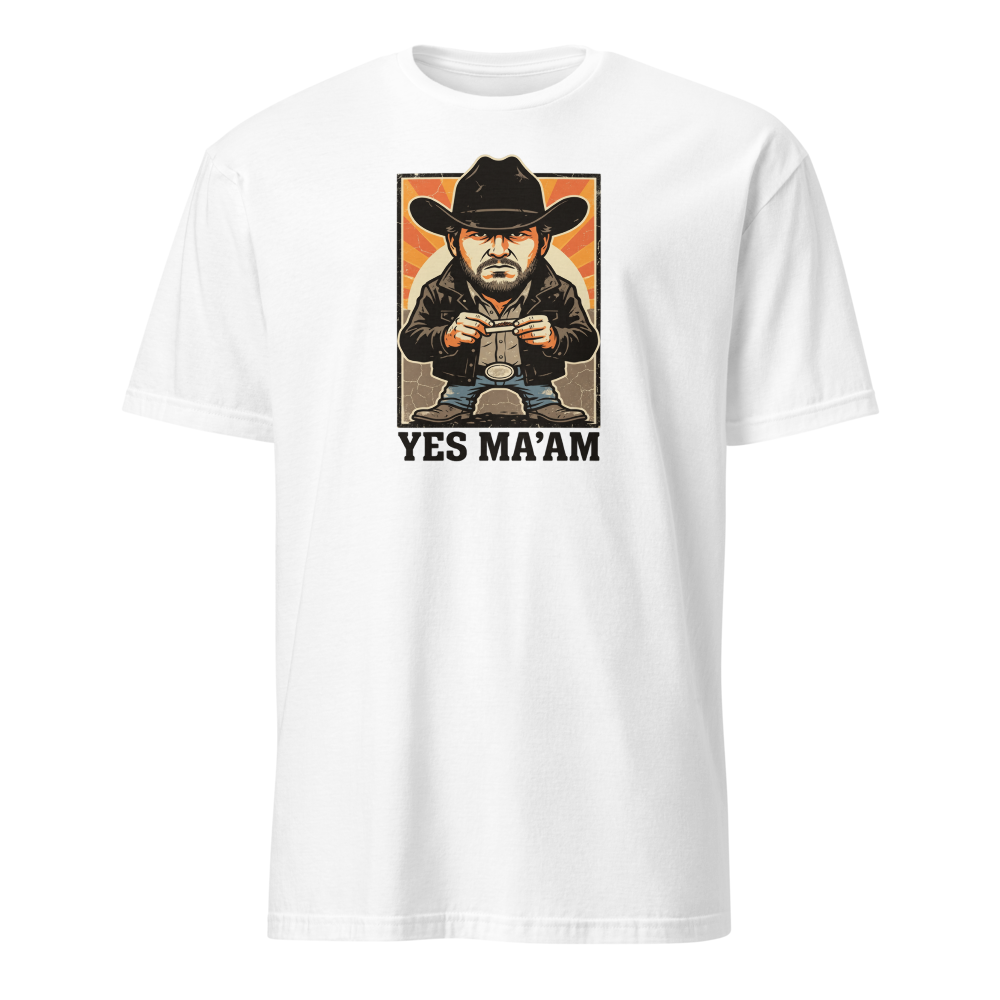 Yes Ma'am Ranch Hand Sunset Cowboy Western Tee — white front view