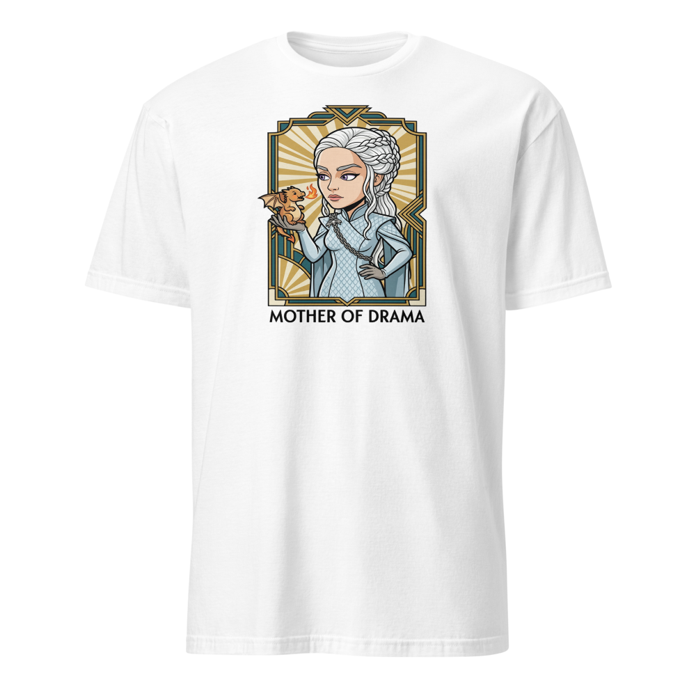 Mother of Drama Silver Queen Dragon Deco Tee — white front view