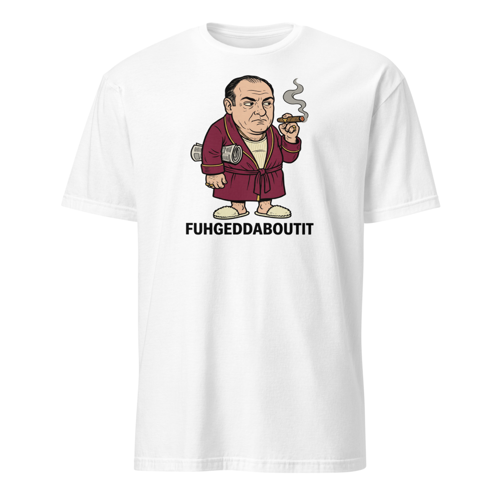 Bathrobe Mob Boss Morning Newspaper Cigar Tee — white front view