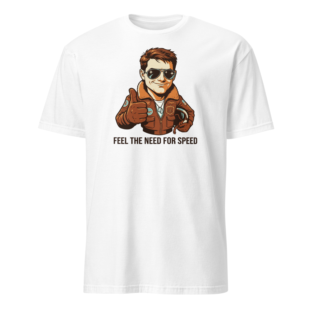 Retro Naval Aviator Need For Speed Travel Poster Tee — white front view