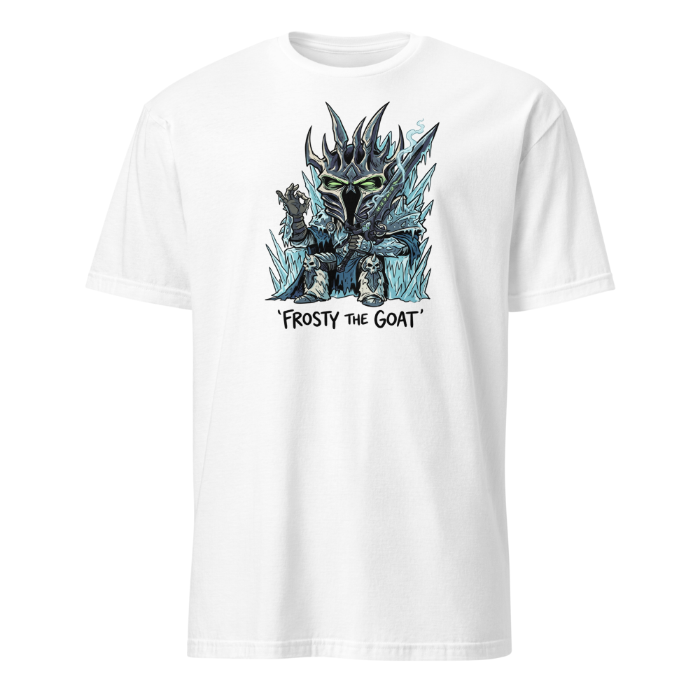Frosty The Goat Frozen Throne Tea Time Tee — white front view