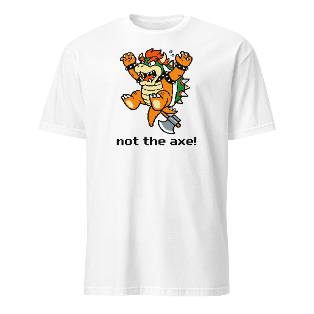 Not The Axe Pixel Boss Retro Gamer Tee — white front view