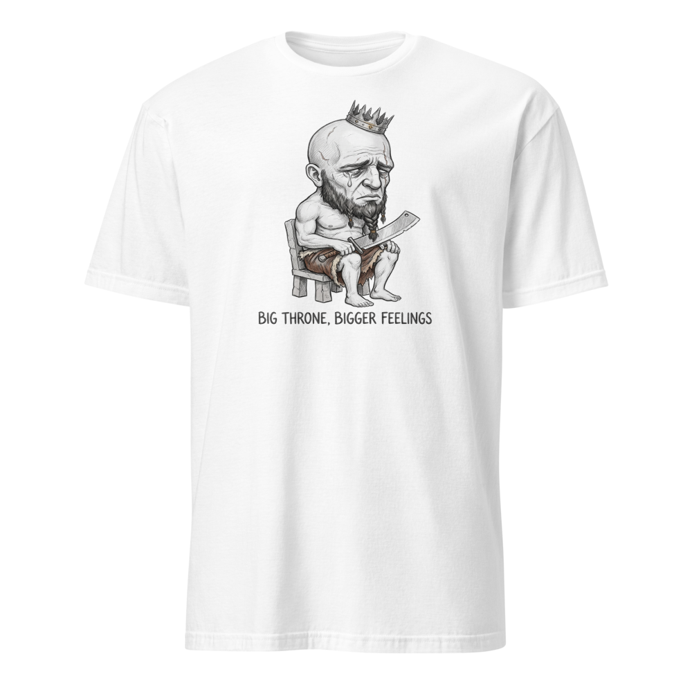 Sad Giant King Tiny Throne Sketch Tee — white front view