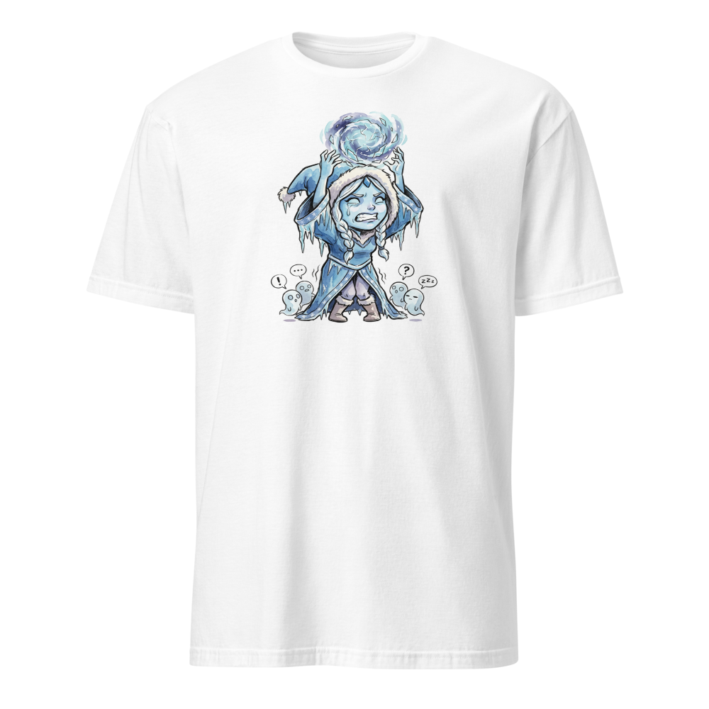 Shivering Ice Mage Solo Ult MOBA Watercolor Tee — white front view