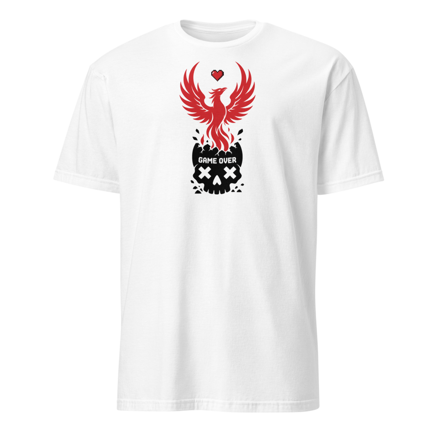 T-shirt Gamer Firebird Pixel Cœur Silhouette