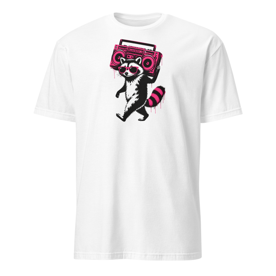Stencil Raccoon With Boombox Street Art Tee