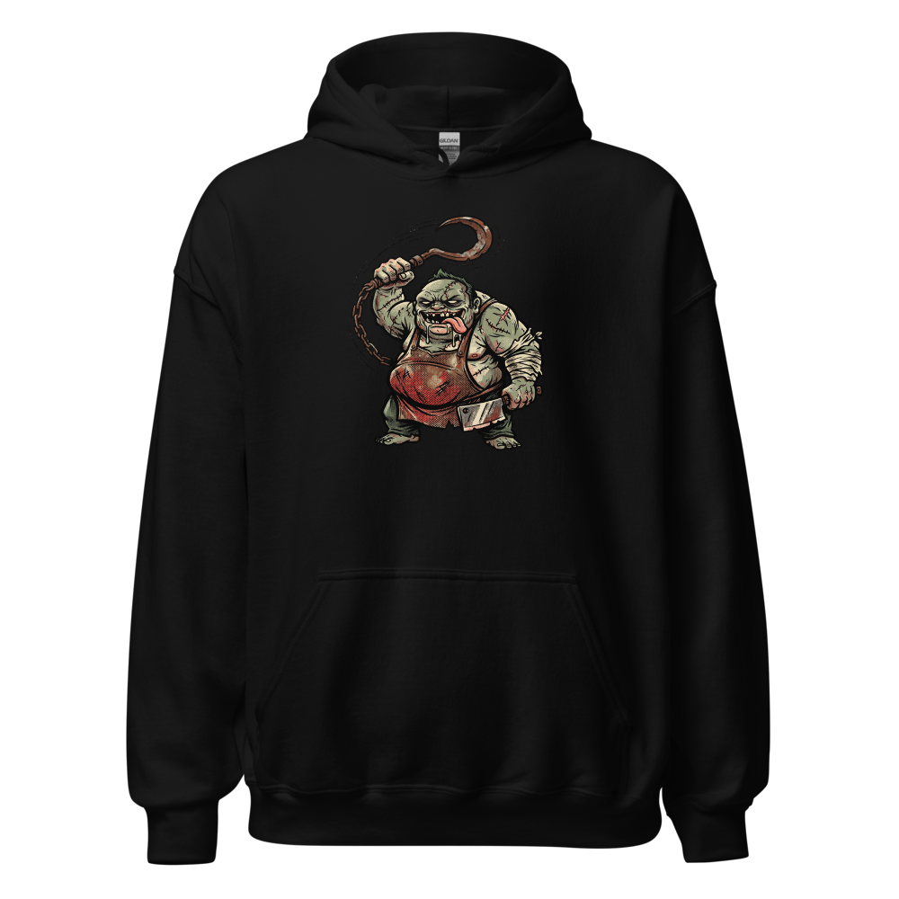 Butcher Hook Pop Art Halftone Gaming Tee — black front view