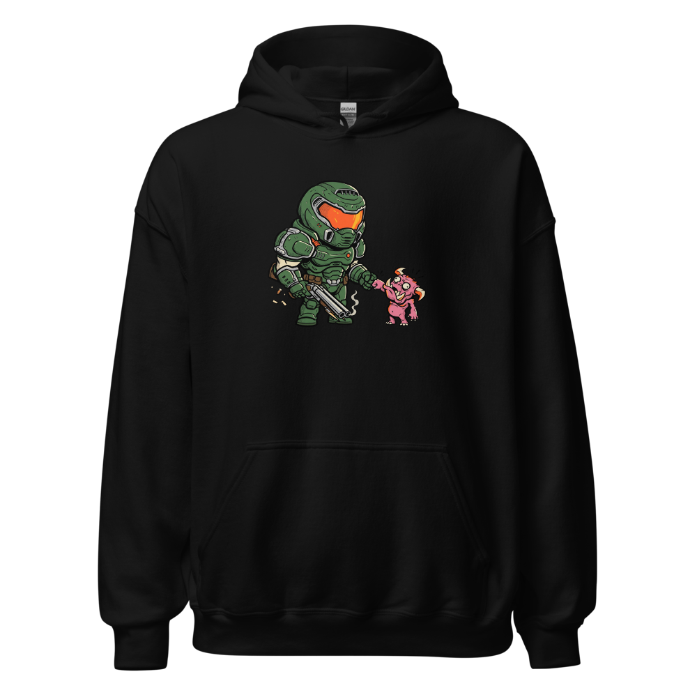 Demon Slayer Fist Bump Retro FPS Comic Tee — black front view