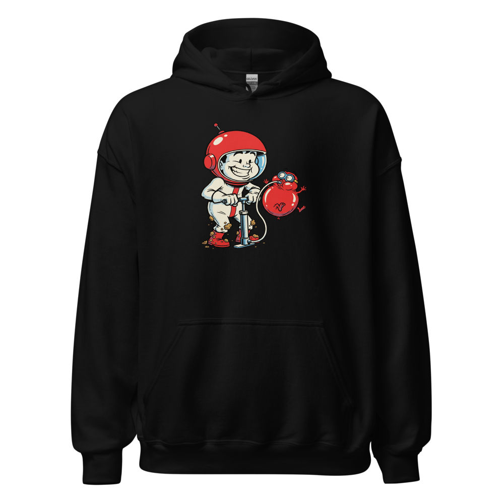 Retro Arcade Pump Clown Comic Ink Graphic Tee — black front view