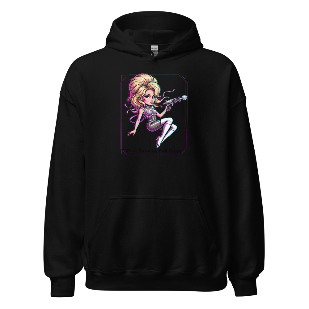 Zero Gravity Full Glam Space Siren Sci-Fi Tee — black front view