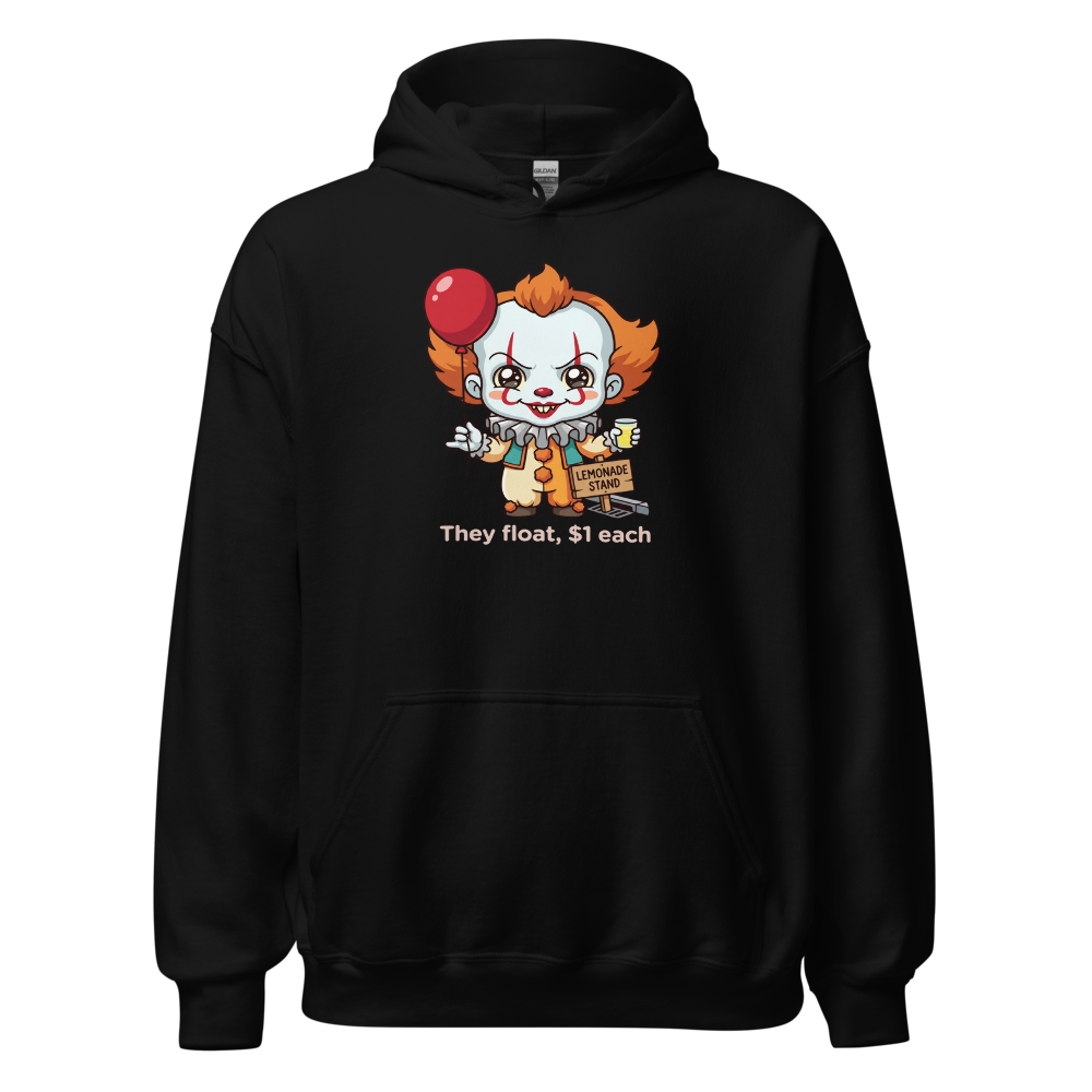 Chibi Creepy Clown Lemonade Stand Horror Parody Tee — black front view