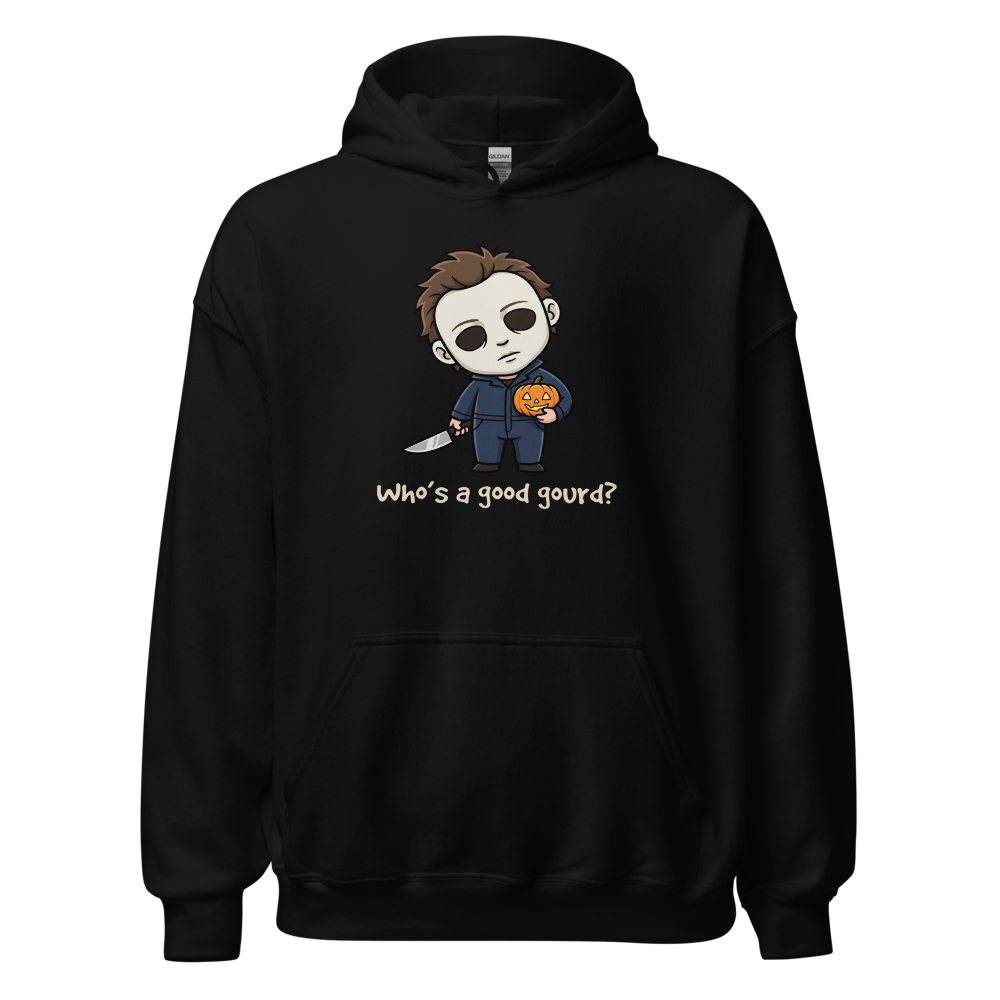 Confused Puppy Slasher Chibi Pumpkin Halloween Tee — black front view