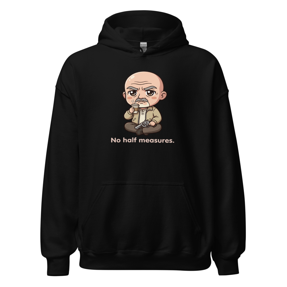 Chibi Stoic Grandpa Hitman Coffee Sipper Tee — black front view