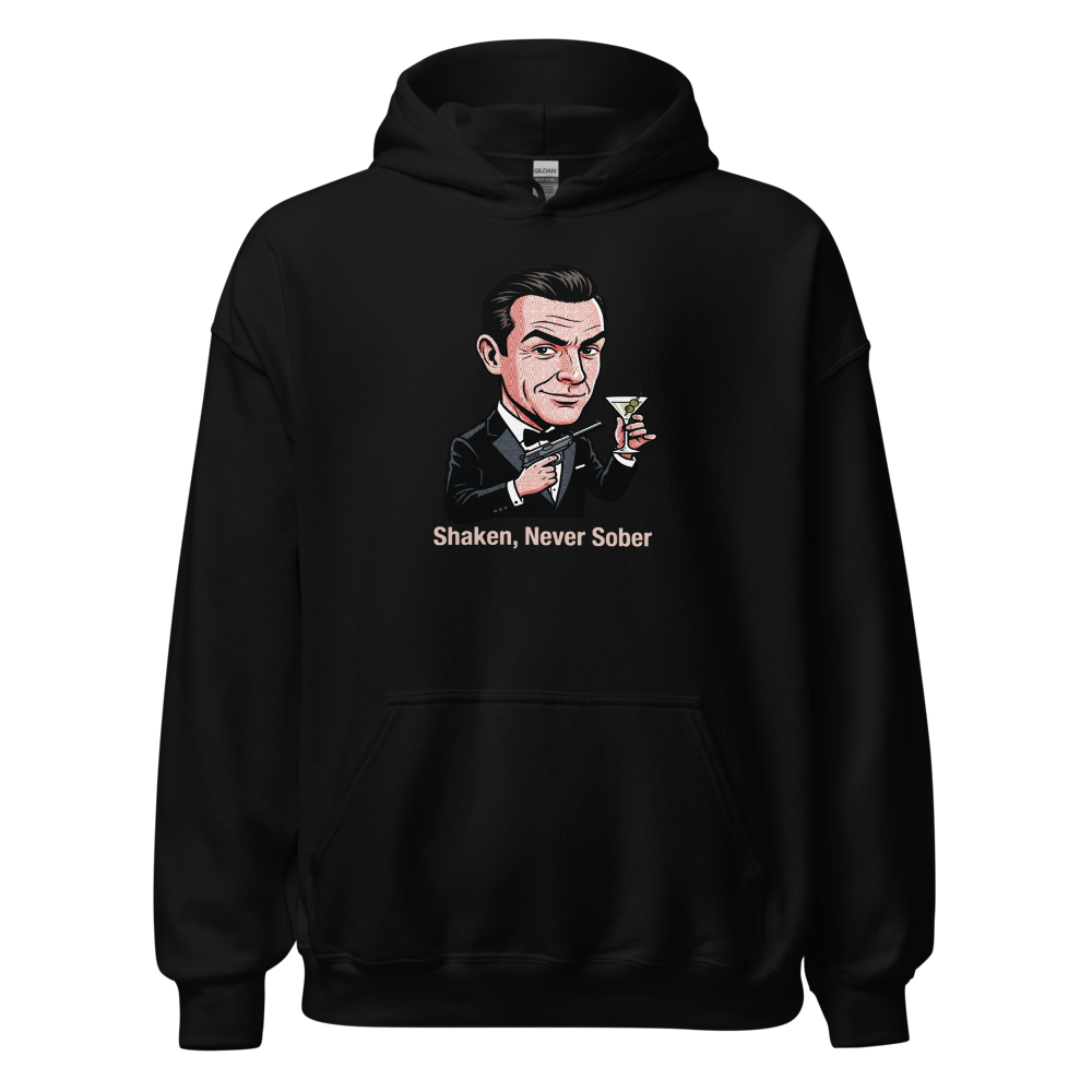 Pop Art Super Spy Martini Tuxedo Tee — Hoodie — black front view