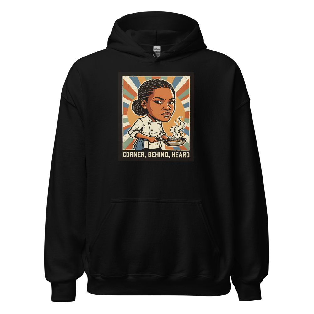 Side-Eye Chef Propaganda Screenprint Kitchen Tee — black front view