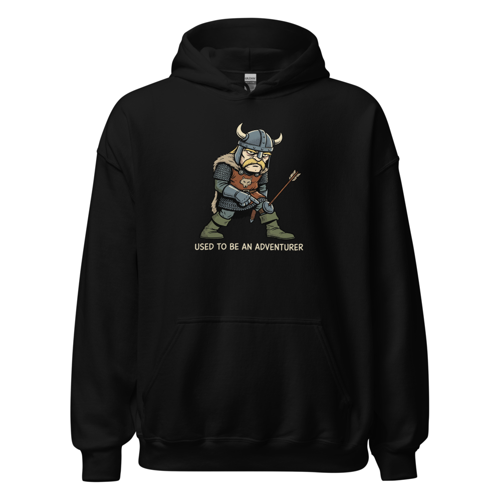 Retired Adventurer City Guard Comic Ink Tee — black front view