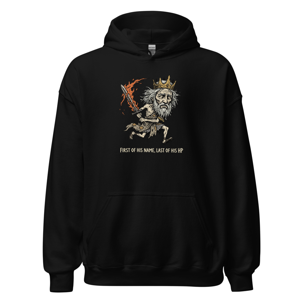 First Of His Name Last Of His HP Boss Tee — black front view