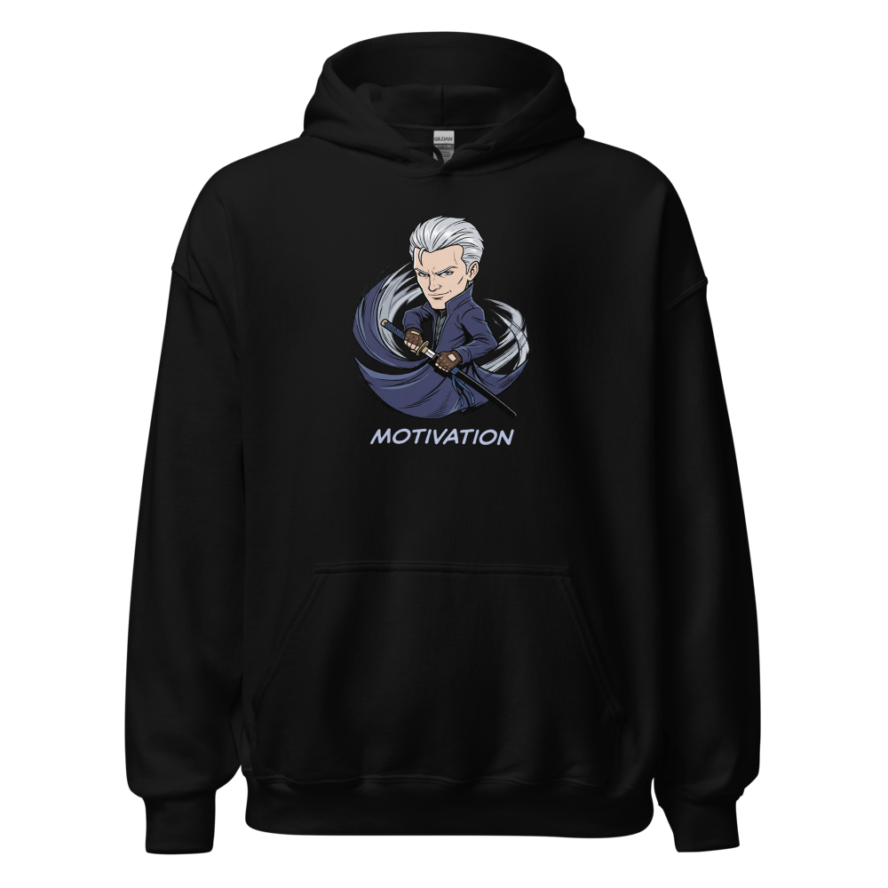 Stoic Swordsman Judgement Slash Motivation Tee — black front view