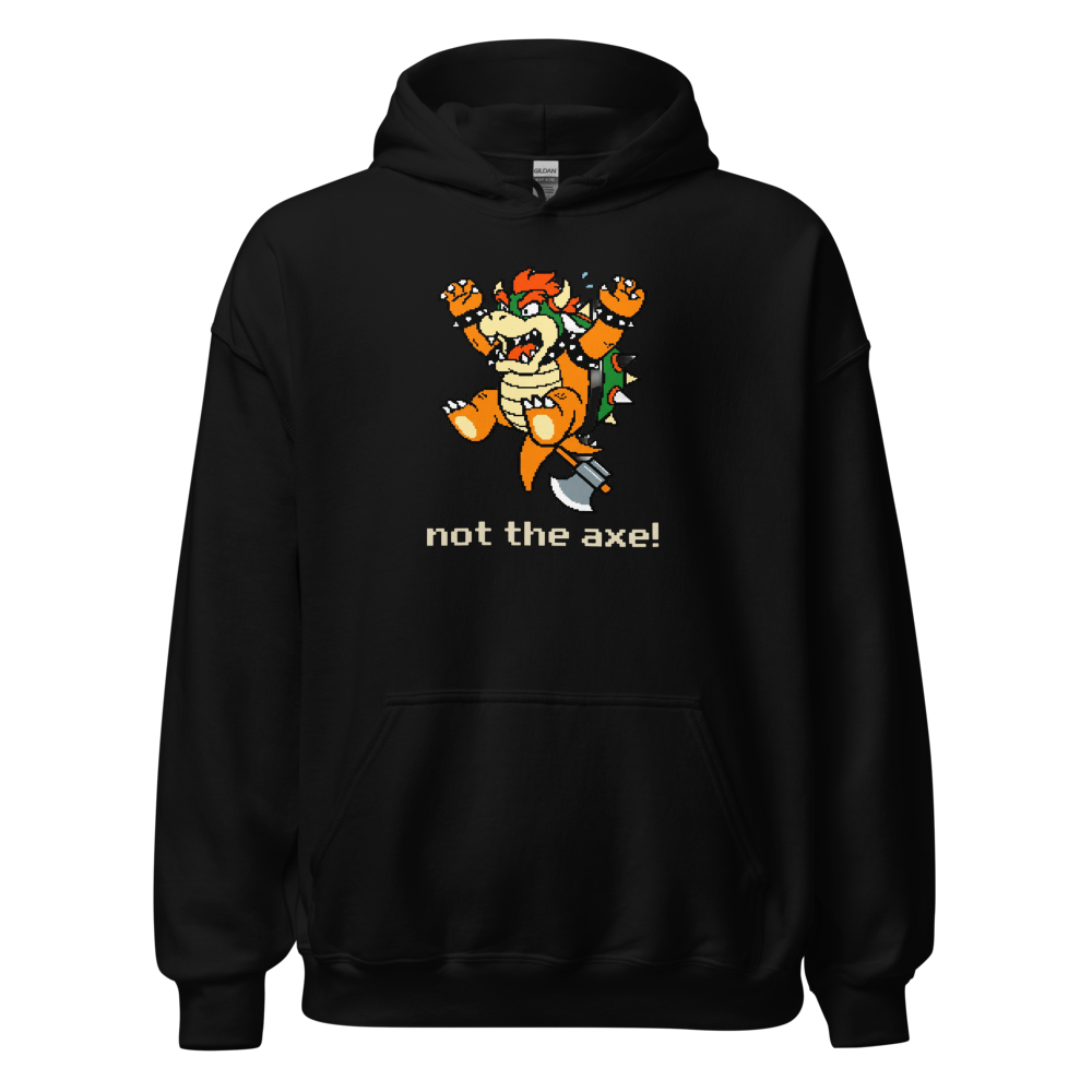 Not The Axe Pixel Boss Retro Gamer Tee — black front view