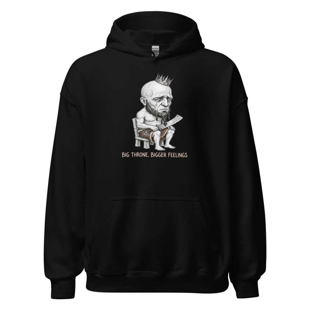 Sad Giant King Tiny Throne Sketch Tee — black front view