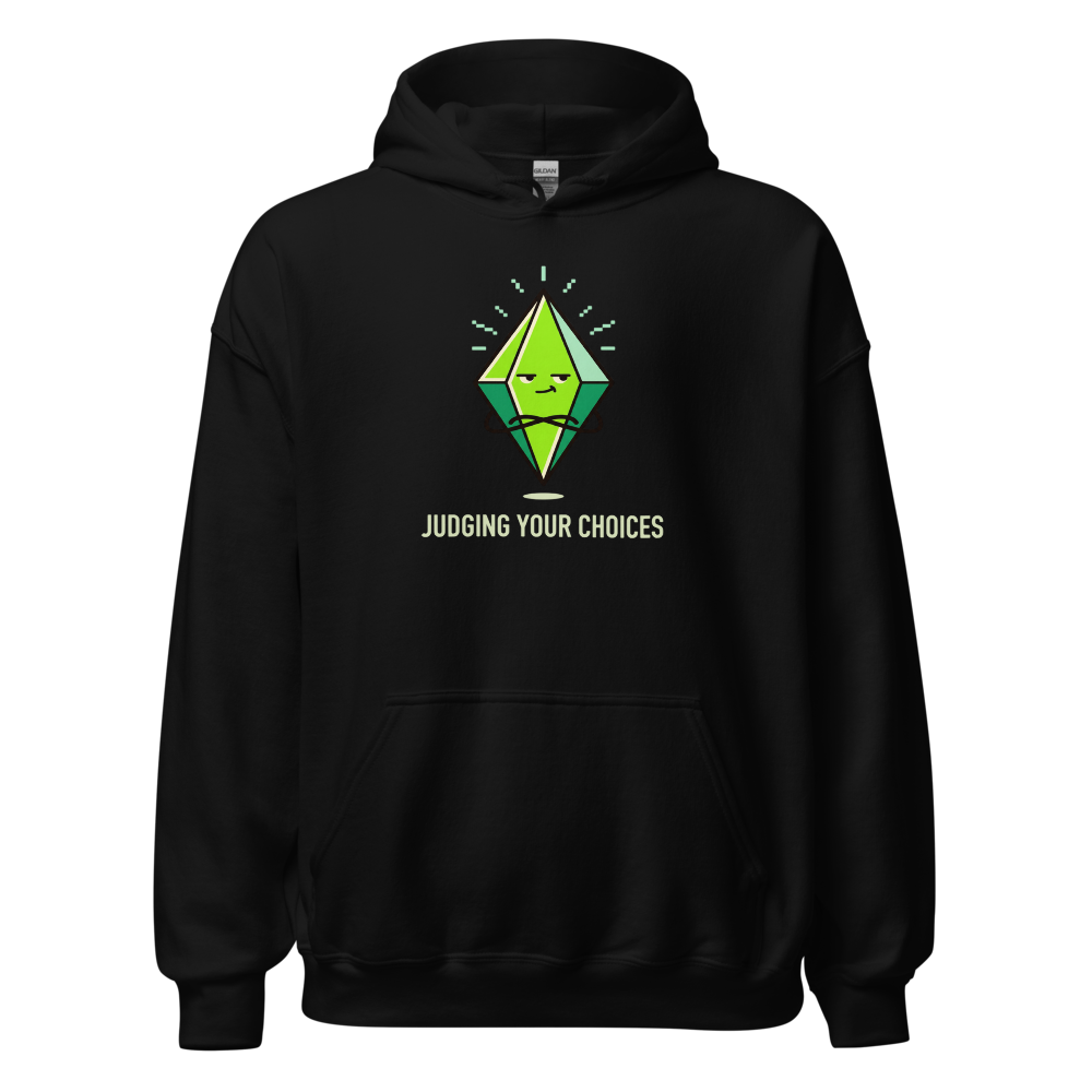 Judging Your Choices Floating Green Diamond Gamer Tee — black front view