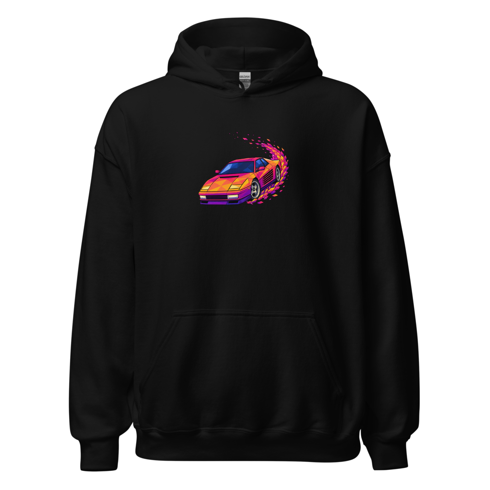 Poly Drift Racer Retro Arcade Sunset T-Shirt — black front view