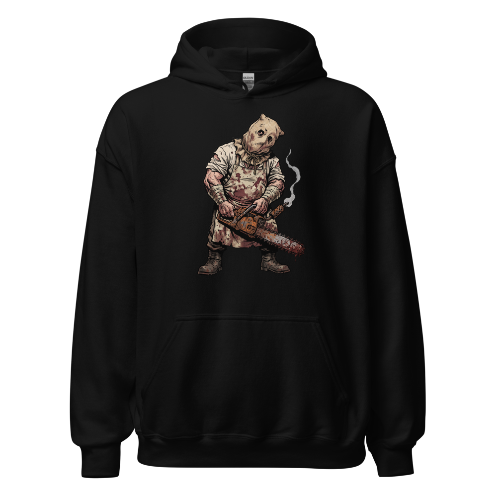 Sack Mask Chainsaw Executioner Horror Tee — black front view
