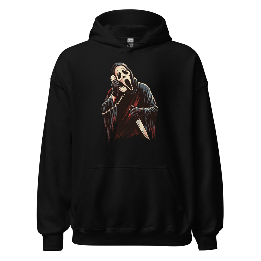 Masked Phone Caller On Hold Halftone Horror Tee