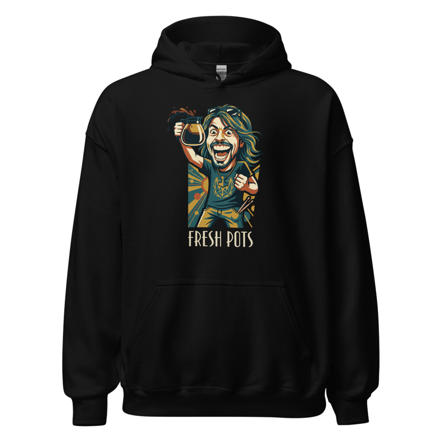 Fresh Pots Coffee Fueled Rock Drummer Art Deco Poster Tee