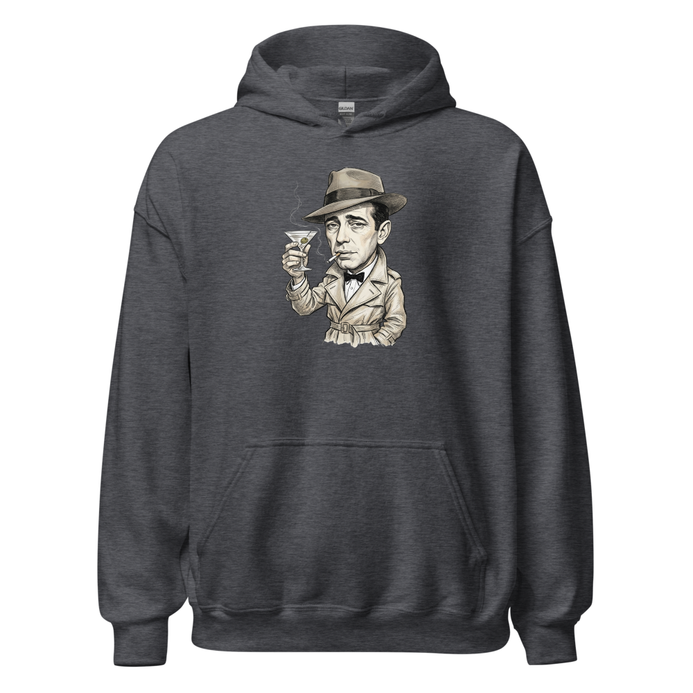 Lonely Barfly Noir Martini Toast Pencil Sketch Tee — dark heather front view