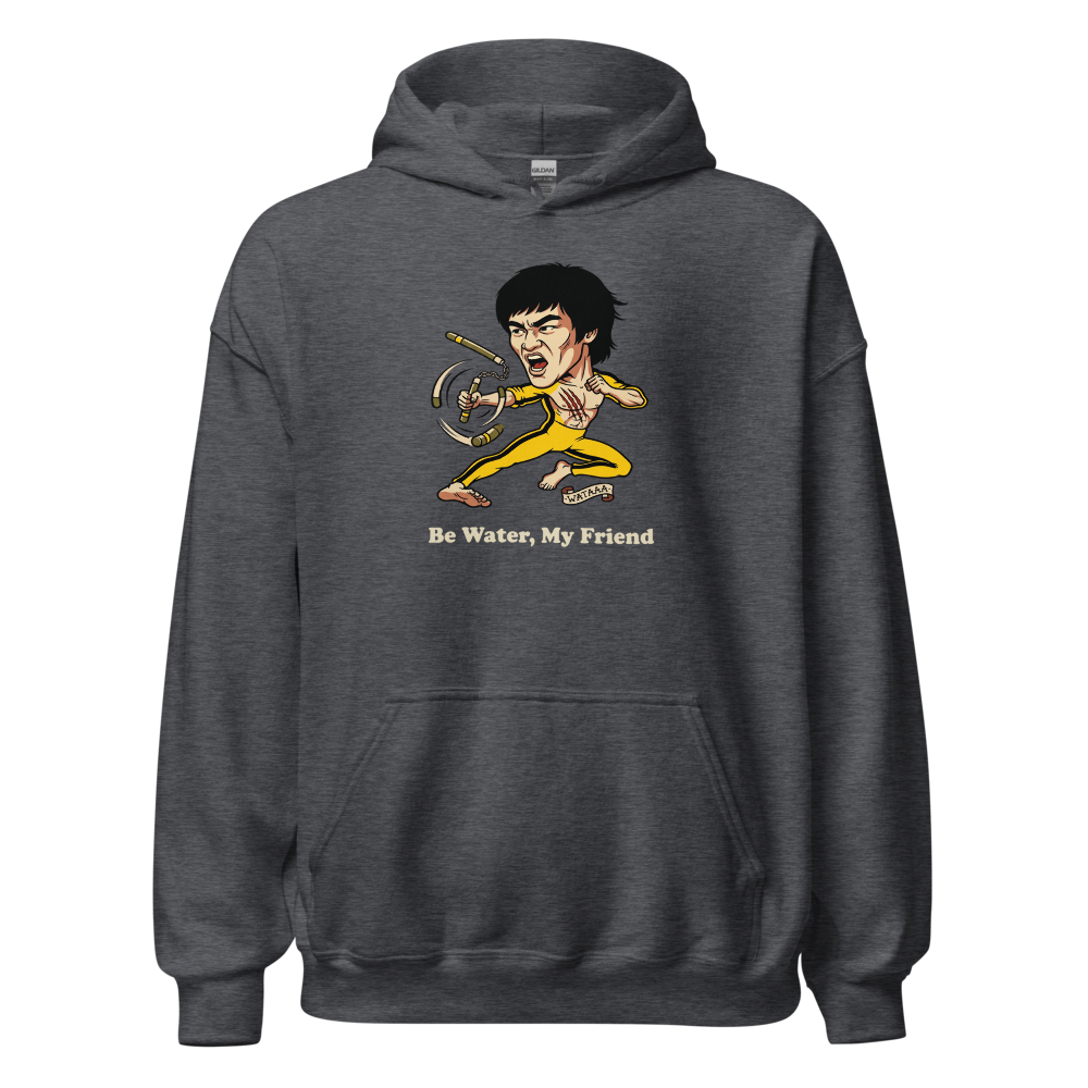 Flying Kick Kung Fu Master Tattoo Flash Tee — dark heather front view