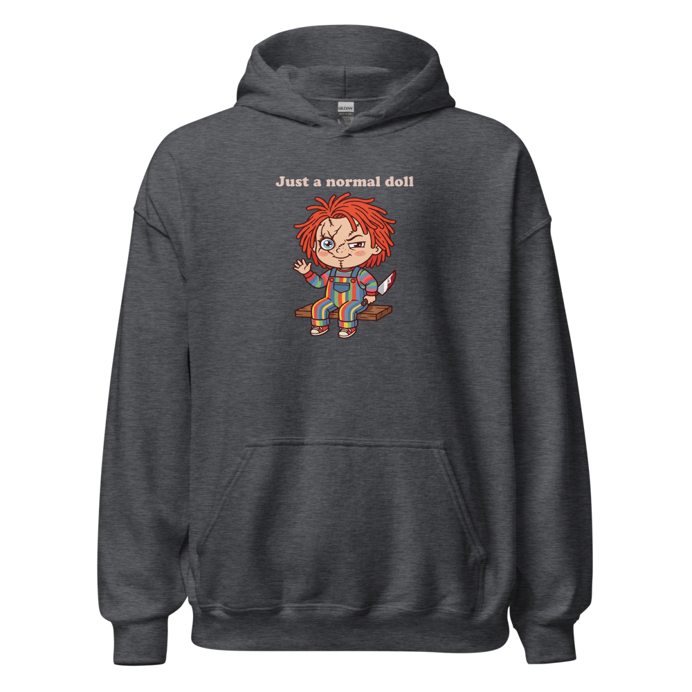 Just A Normal Doll Kawaii Killer Toy Horror Tee — dark heather front view