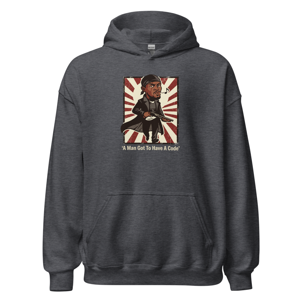 Whistling Stick-Up Man Code Propaganda Tee — dark heather front view