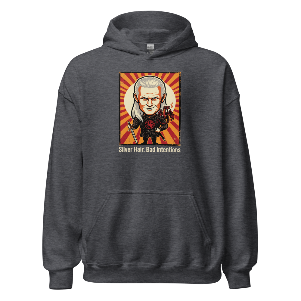 Silver Hair Bad Intentions Rogue Prince Dragon Tee — dark heather front view