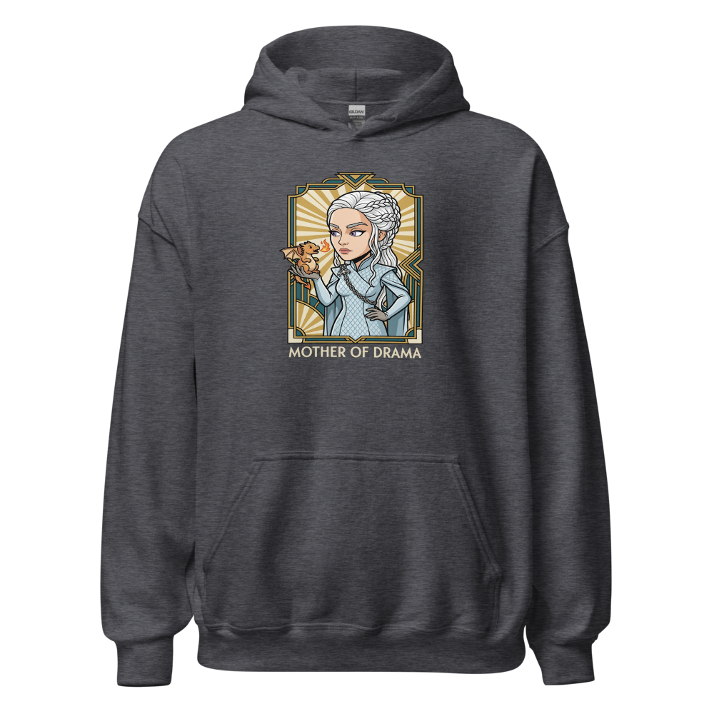 Mother of Drama Silver Queen Dragon Deco Tee — dark heather front view