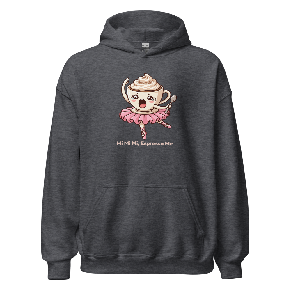 Mi Mi Mi Espresso Me Chibi Coffee Ballerina Tee — dark heather front view