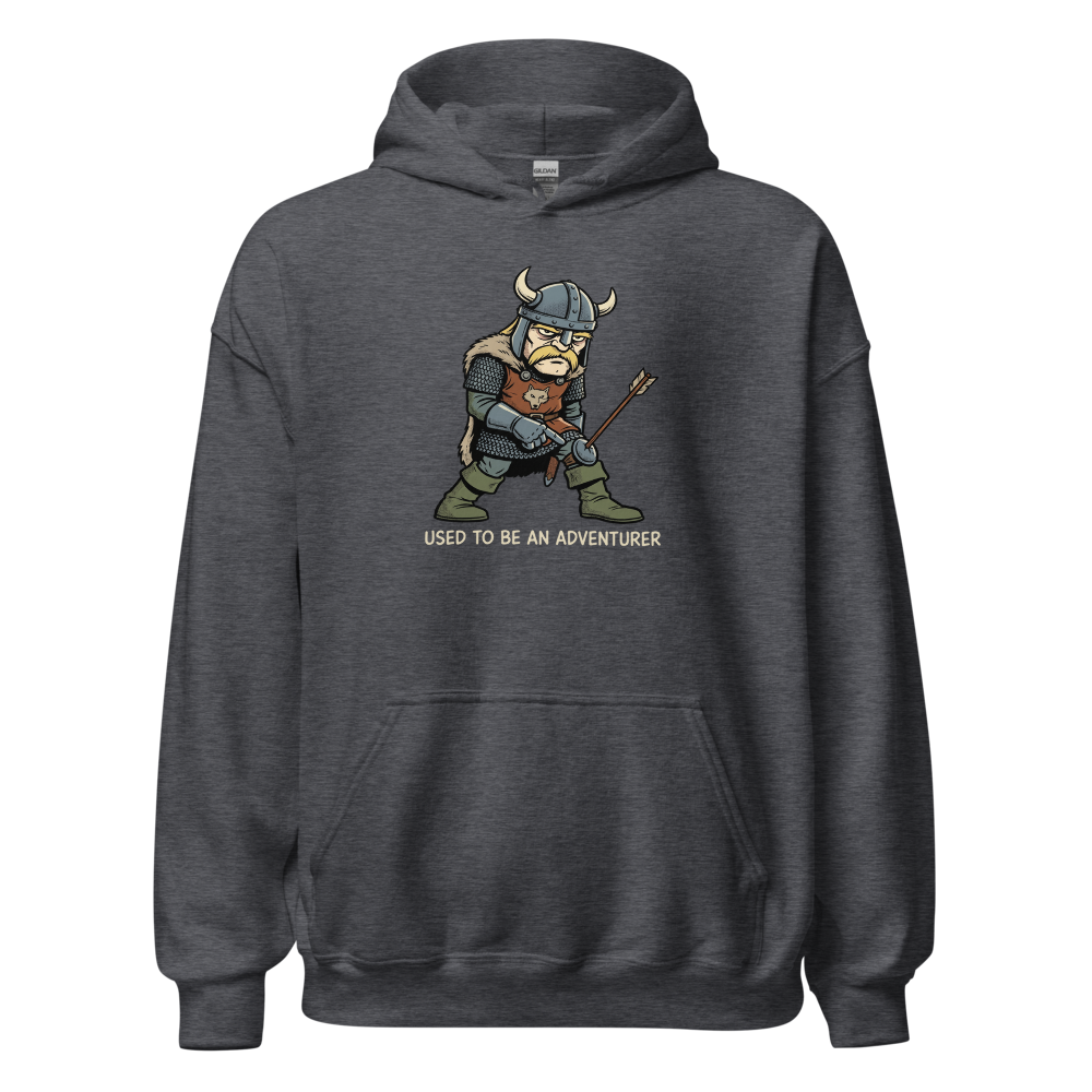 Retired Adventurer City Guard Comic Ink Tee — dark heather front view