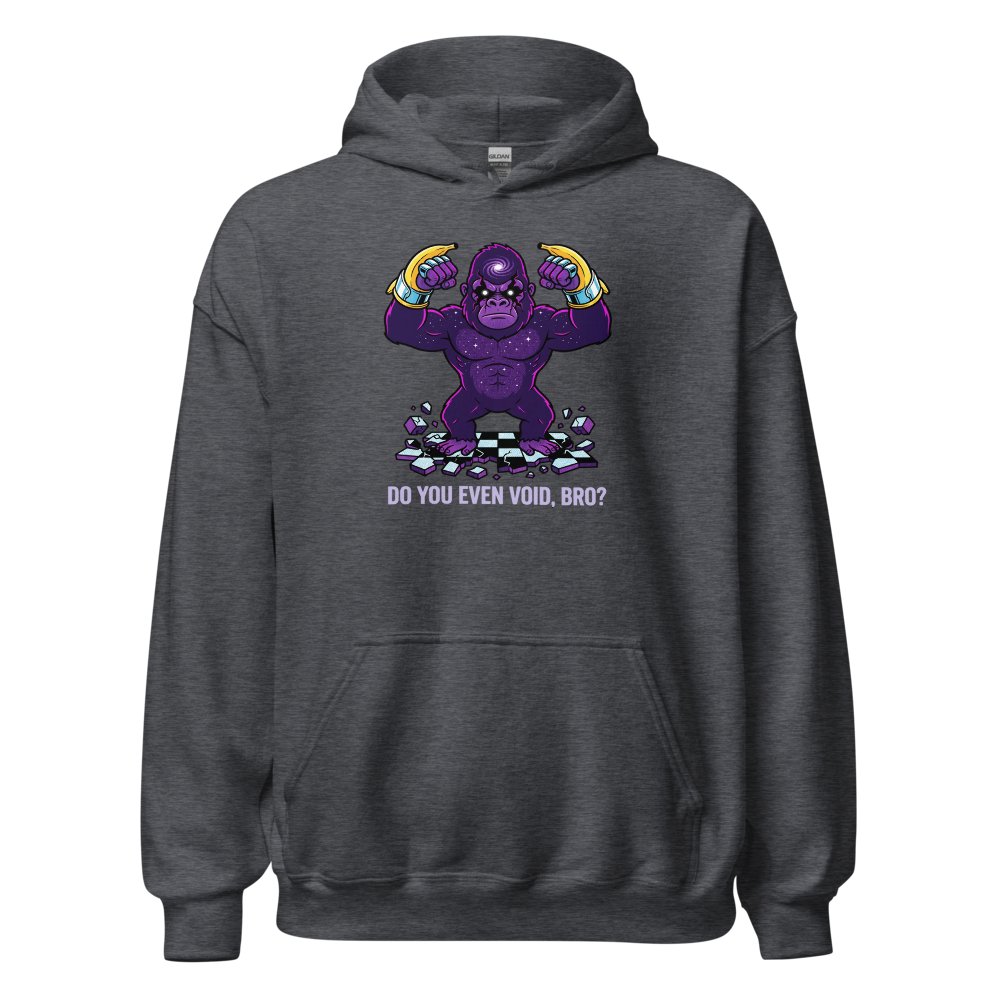 Cosmic Gorilla Boss Halftone Pop Art Tee — dark heather front view