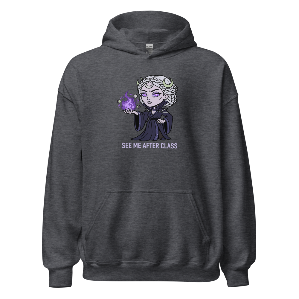 Witch Instructor See Me After Class Spell Tee — dark heather front view