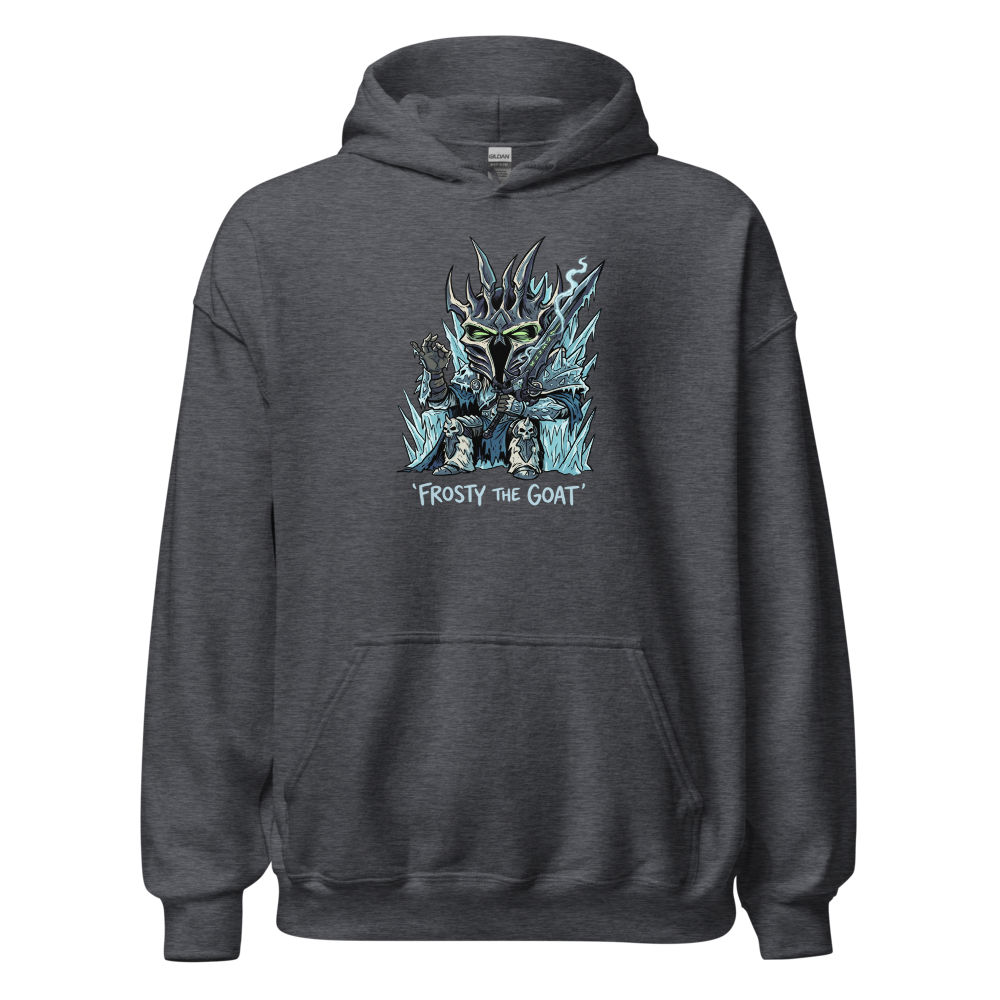 Frosty The Goat Frozen Throne Tea Time Tee — dark heather front view