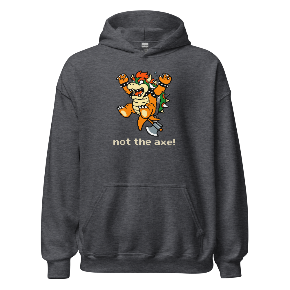 Not The Axe Pixel Boss Retro Gamer Tee — dark heather front view
