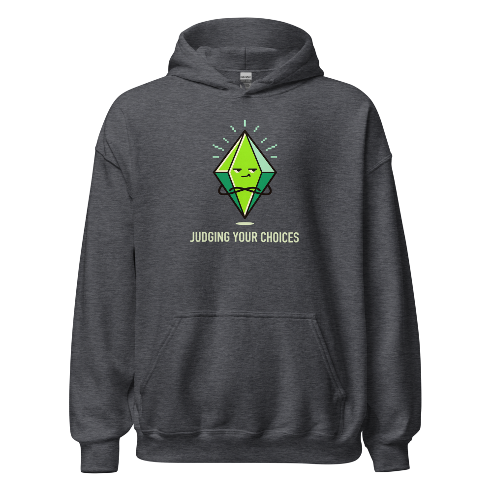 Judging Your Choices Floating Green Diamond Gamer Tee — dark heather front view