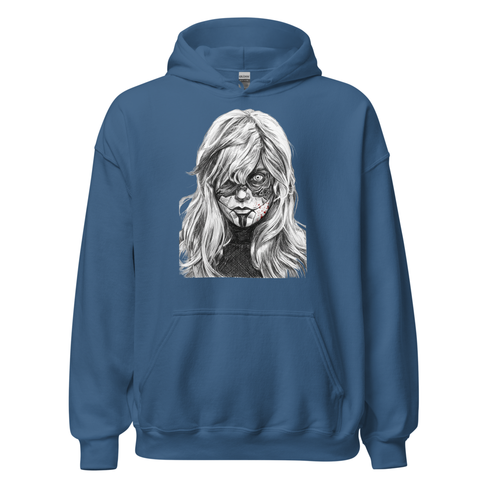 Paintress Graphite Sketch Ritual Warpaint Tee — indigo blue front view