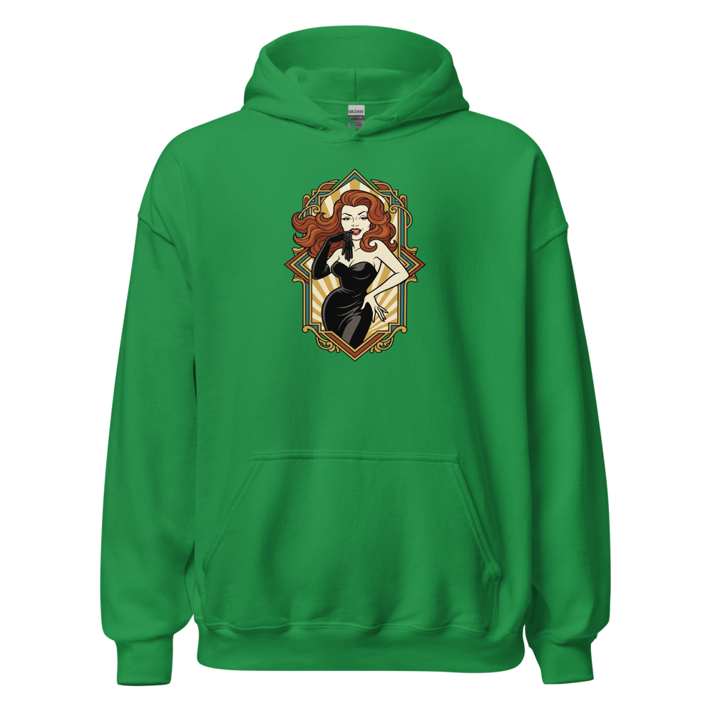 Jazz Age Femme Fatale Glove Peel Deco Tee — irish green front view