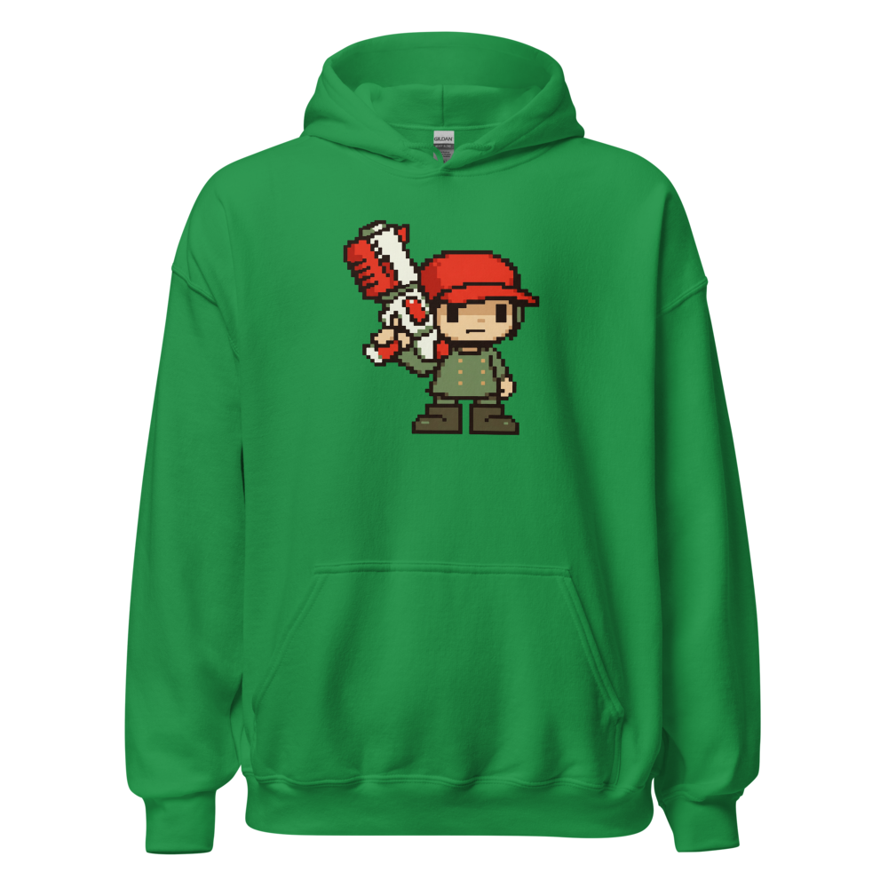 Silent Pixel Hero Oversized Blaster Retro Tee — irish green front view
