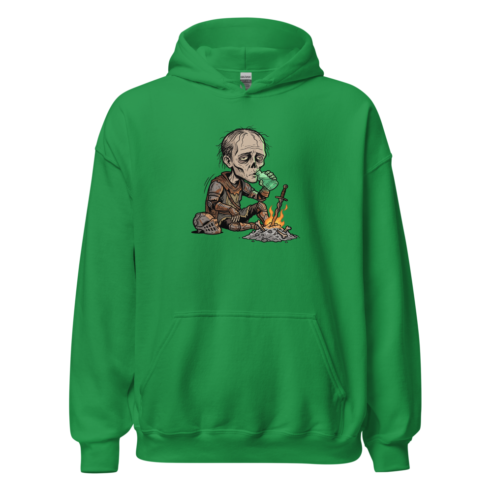 Hollow Knight Bonfire Estus Coffee Soulslike Parody Tee — irish green front view