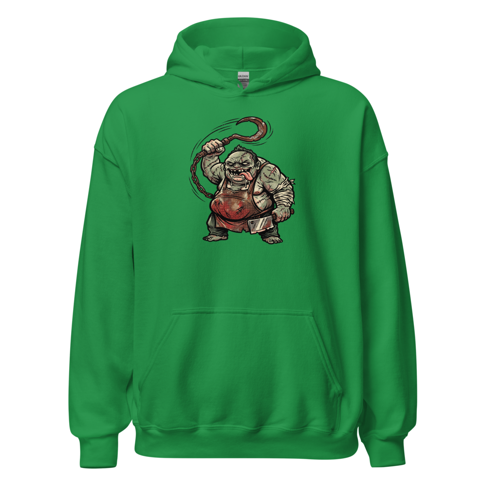 Butcher Hook Pop Art Halftone Gaming Tee — irish green front view