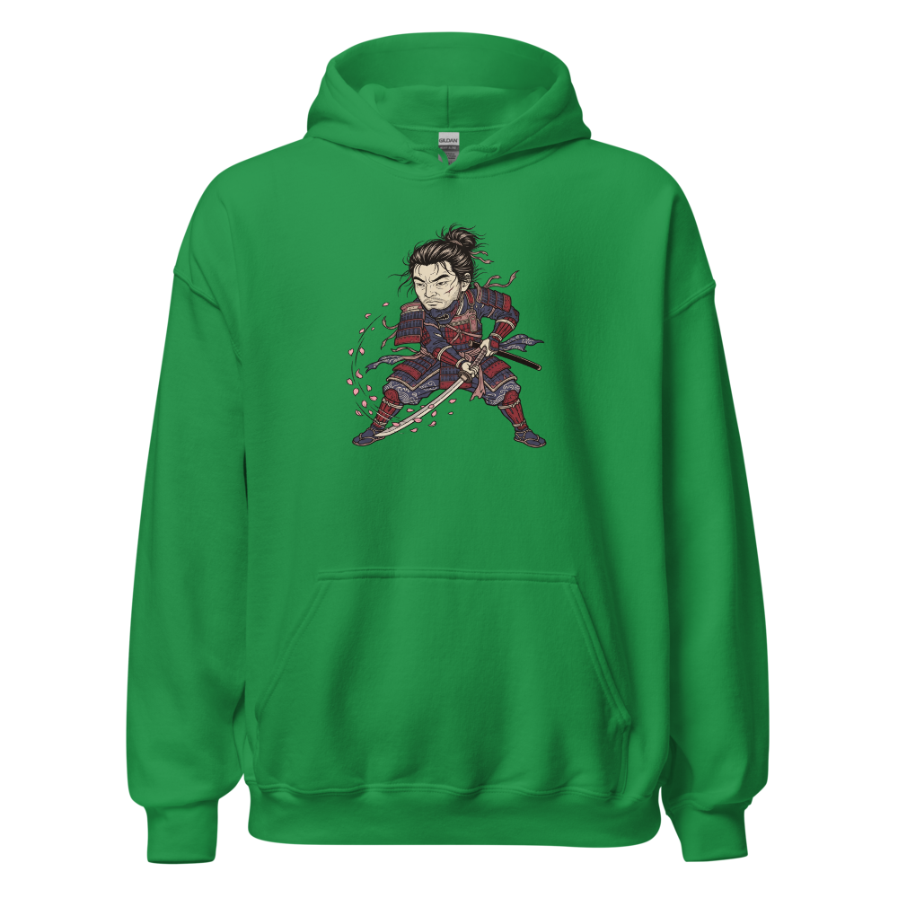 Lone Samurai Ghost Ukiyo-e Woodblock Graphic Tee — irish green front view