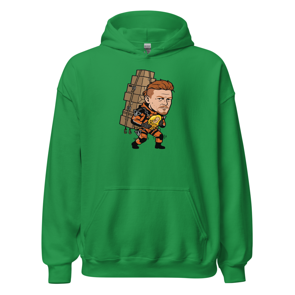 Overworked Courier Parcel Tower Delivery Tee — irish green front view